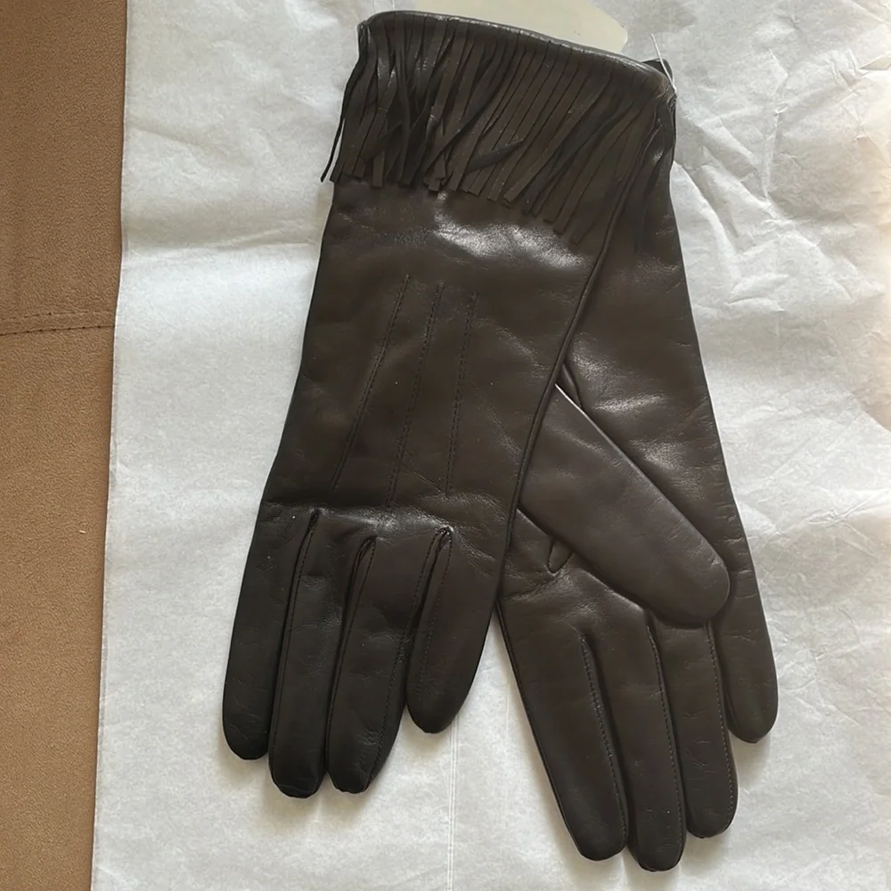 Portolano Black Leather Gloves NWT